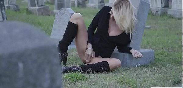  Hot blonde milf Jessica Drake masturbates on grave - Lost Love Scene 6